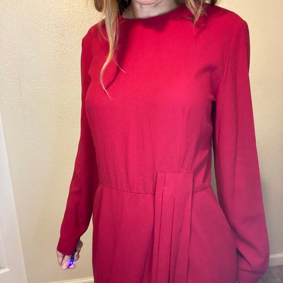 Vintage Rena Rowan for Saville Red Long Sleeve Faux Wrap Maxi Dress Size 8 - Picture 13 of 14